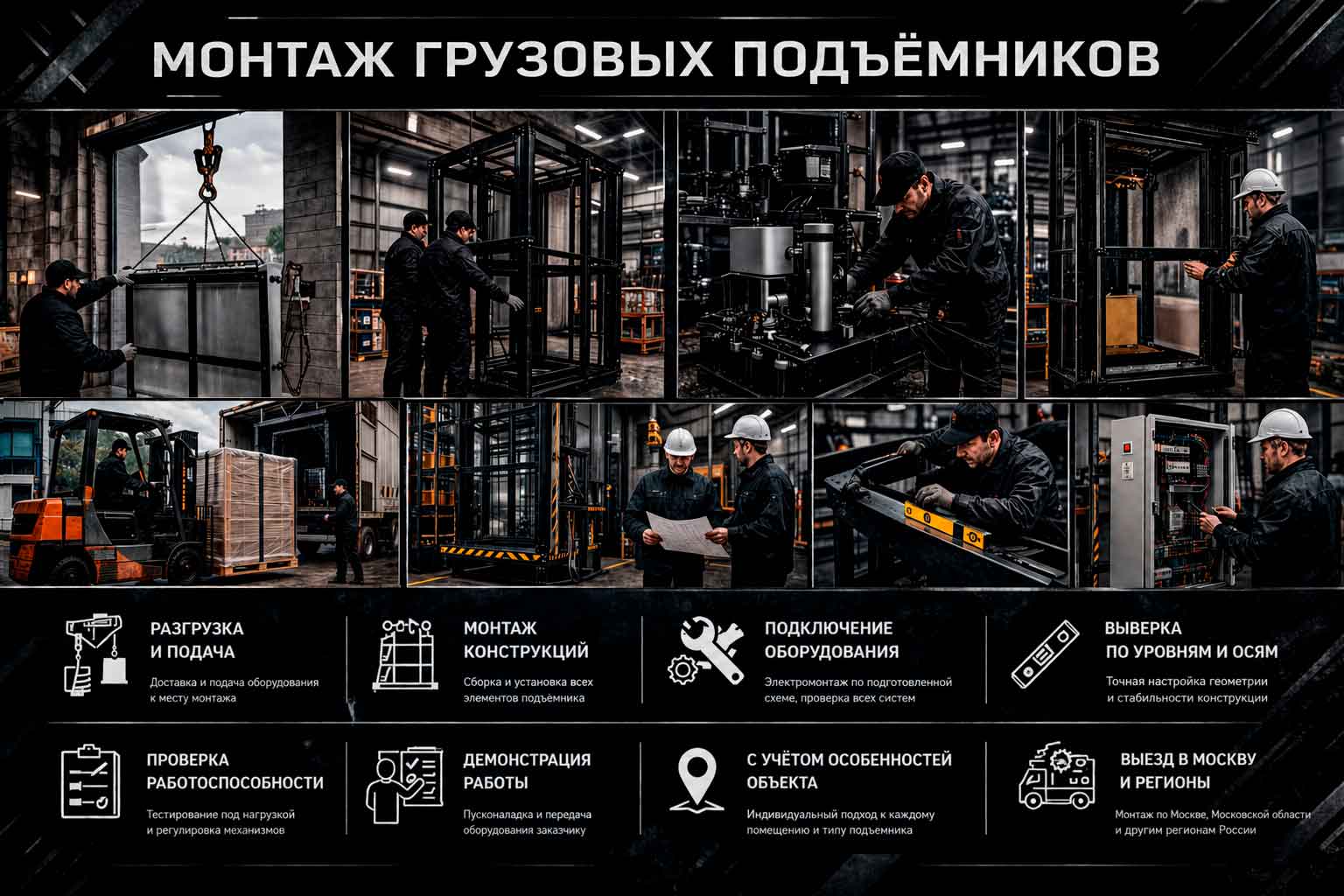 Монтаж установка грузовых подъемников